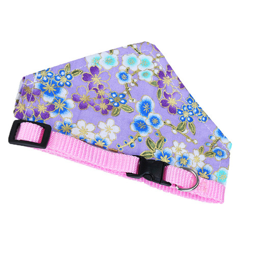 Dog pet saliva scarf cat collar Golden retriever small and medium-sized dog collar accessories Japanese style cotton and linen printed triangle scarf