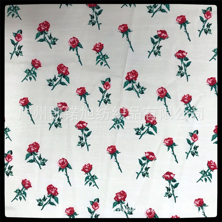 全棉平纹印花  小玫瑰图  欧美连衣裙印花面料 童装上衣衬衫面料