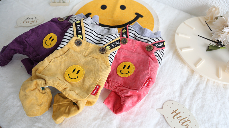 复古条纹背带四脚衣