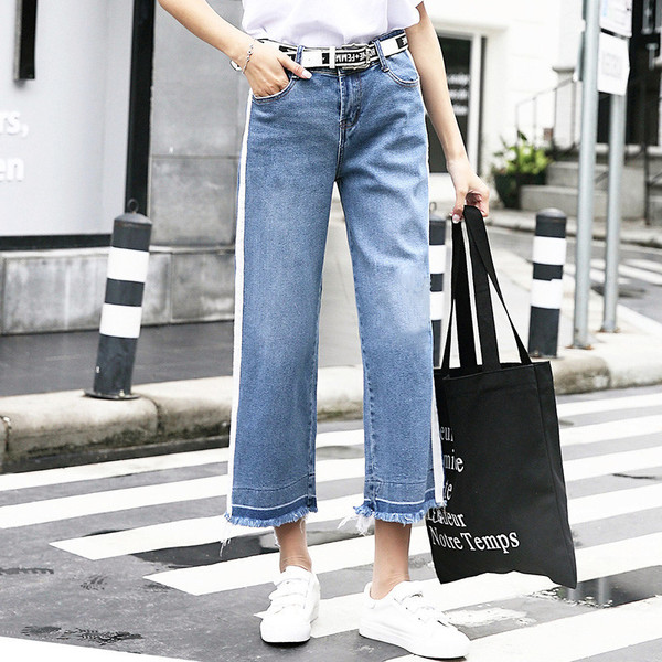 Loose broad leg trousers waist high waist summer Korean jeans