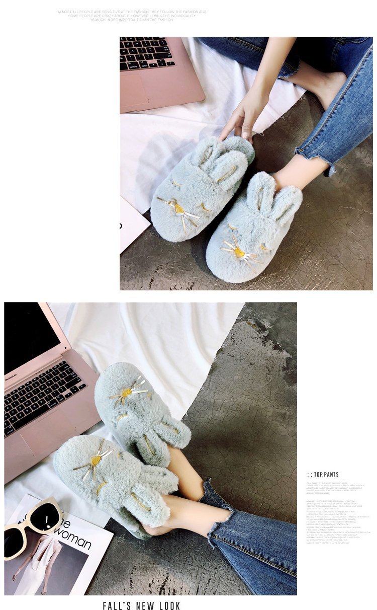 厂家直销新款厚底毛绒棉拖鞋秋冬季家居保暖柔软卡通女士棉拖批发