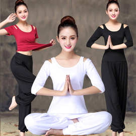 厂家批发新款瑜伽服套装莫代尔健身服舞蹈服女装春夏短中长袖白色
