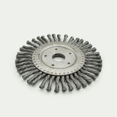 Threaded fine wire flat brush rust removal brush steel wheel twisted wire braided brush angle grinder accessories for removing paint
