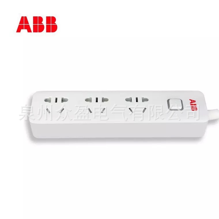 ABB排插三位五孔带总控不带灯10A-朝霞金；AF609-PG