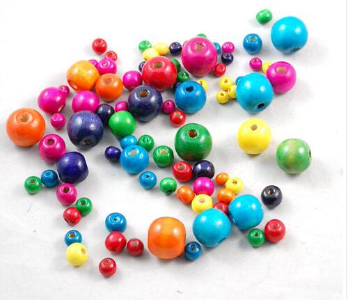 Factory Direct Sales Rainbow Beads Weighing by Weight Loose Bead Accessories Creative DIY Wooden Beads Chinese Knot Material Wholesale