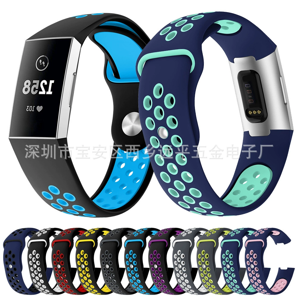 Совместимо с двумя цветами ремешка из силикона Nike для Fitbit Charge3, спортивный силиконовый ремешок CHARGE4