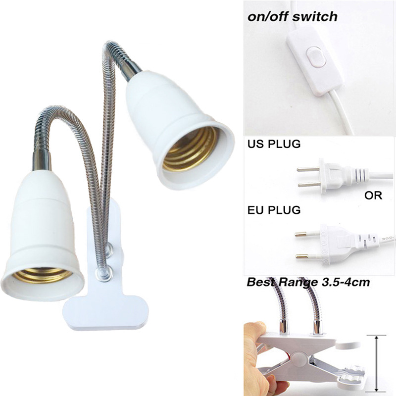 双头蛇管植物灯灯架欧规美规万向软管开关灯头双头鹅颈管植物灯座|ms