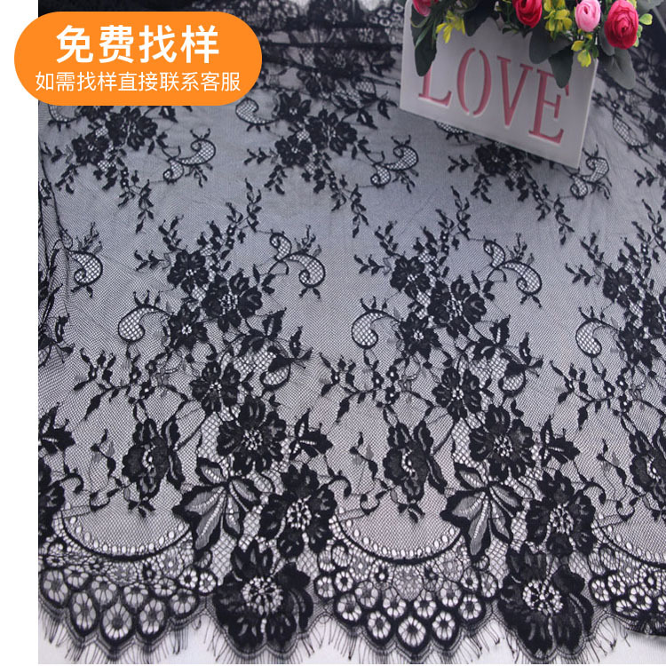 无弹锦纶蕾丝睫毛花边布料批发性感内衣桌布台布面泳衣面料|ms