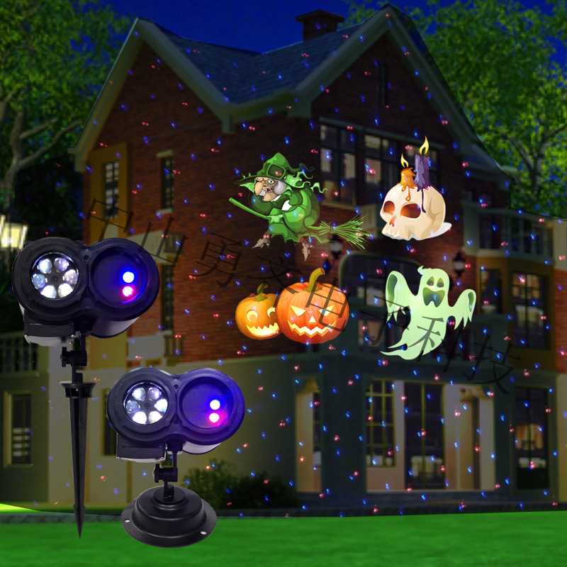 红蓝激光图案投影灯 LED圣诞万圣灯 雪花灯 插卡灯欧美节日装饰灯