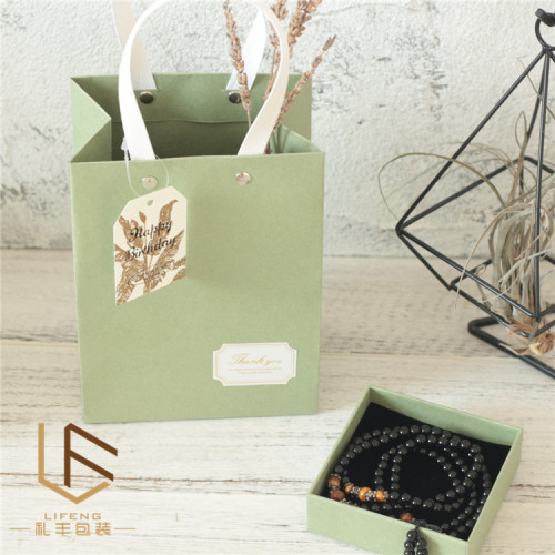 Brown Kraft Paper Shallow Green Jewelry Box Decorative Packaging Box Watch Box Earring Pendant Bracelet Box Wholesale 