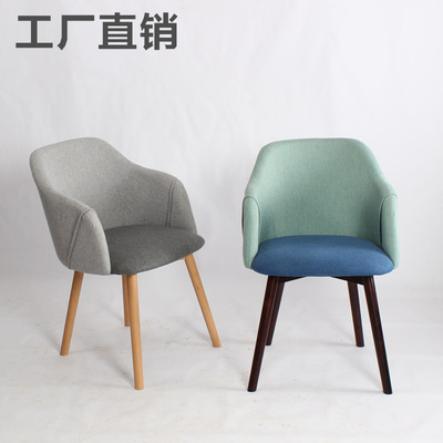 北欧椅子简约时尚网红亚丁椅布艺软包靠背实木椅胡桃木休闲椅