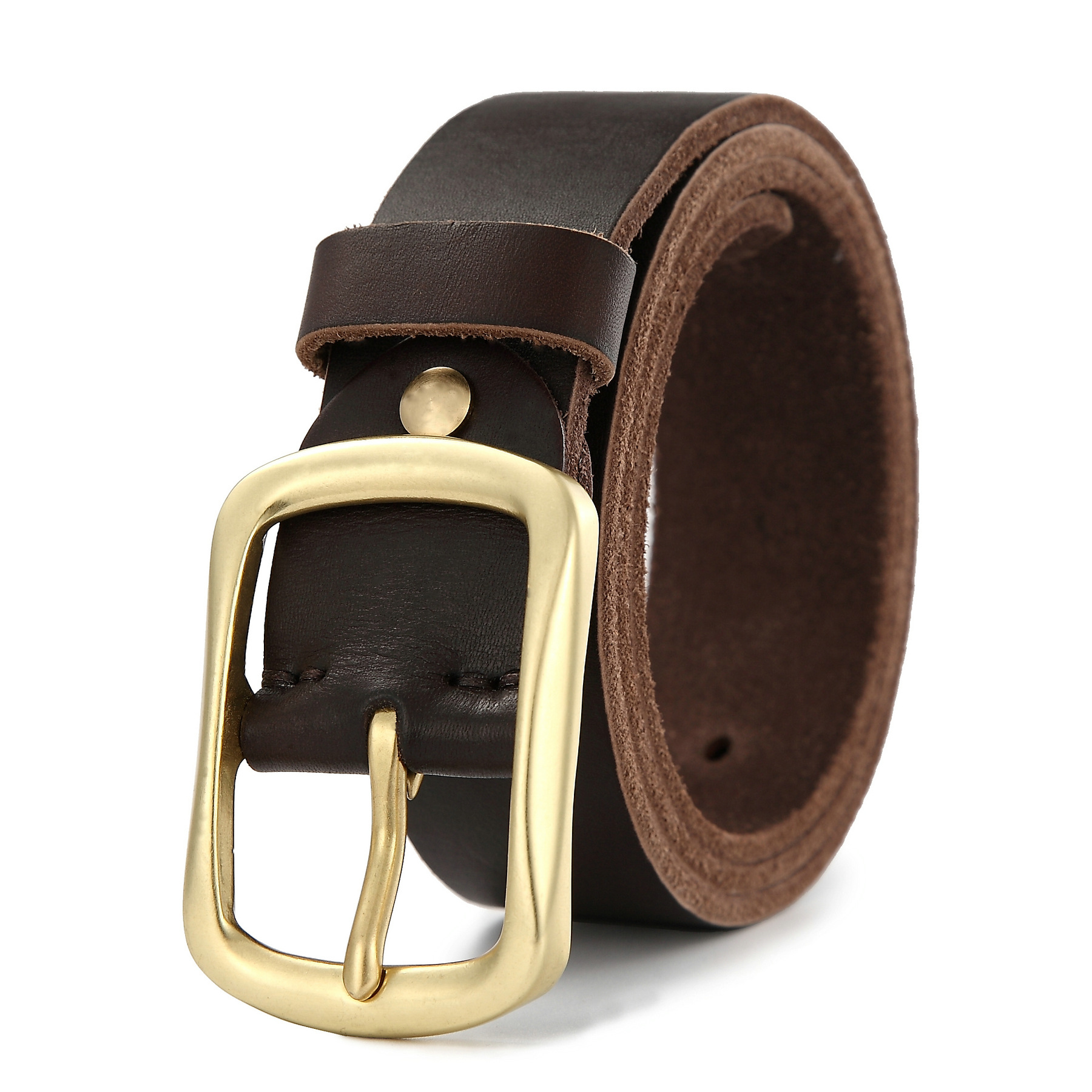 Minimalistische leren riem voor heren retro echt leer koeienhuid_voghion.com