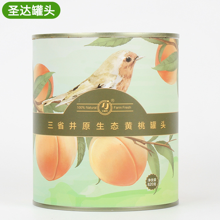 Manufactor Direct selling Baking To open fresh Peach syrup can 820g precooked and ready to be eaten Canned fruit