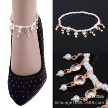 歐美時尚精品珍珠腳鏈 異國情調單層水晶百搭個性珍珠腳飾