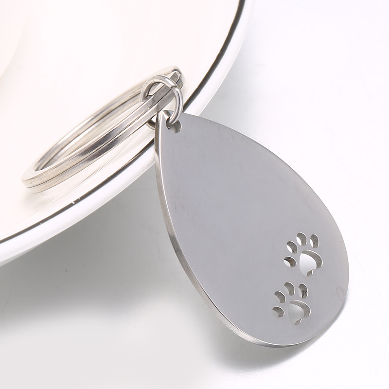Cute Dog Paw Print Stainless Steel Bag Pendant Keychain display picture 3