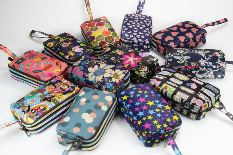 Mujeres Flor Tela Oxford Cremallera Carteras display picture 9