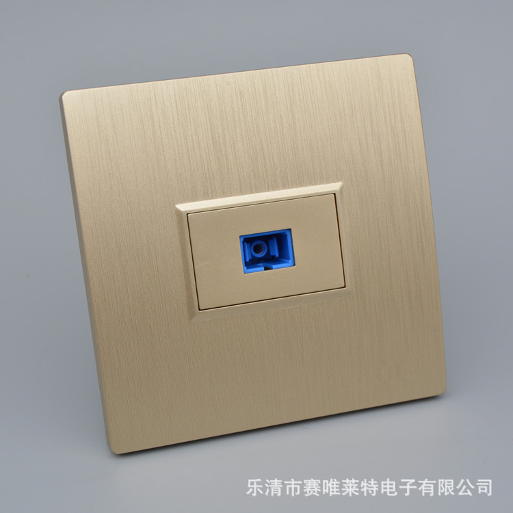 光纤插座86型电脑网线网络 尾纤模块拉丝香槟金色 SC光纤插座面板