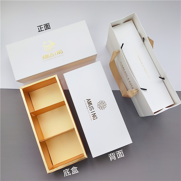 2026高档烫金新年礼盒 雪花酥糖果月饼包装盒饼干盒子3粒蛋黄酥盒