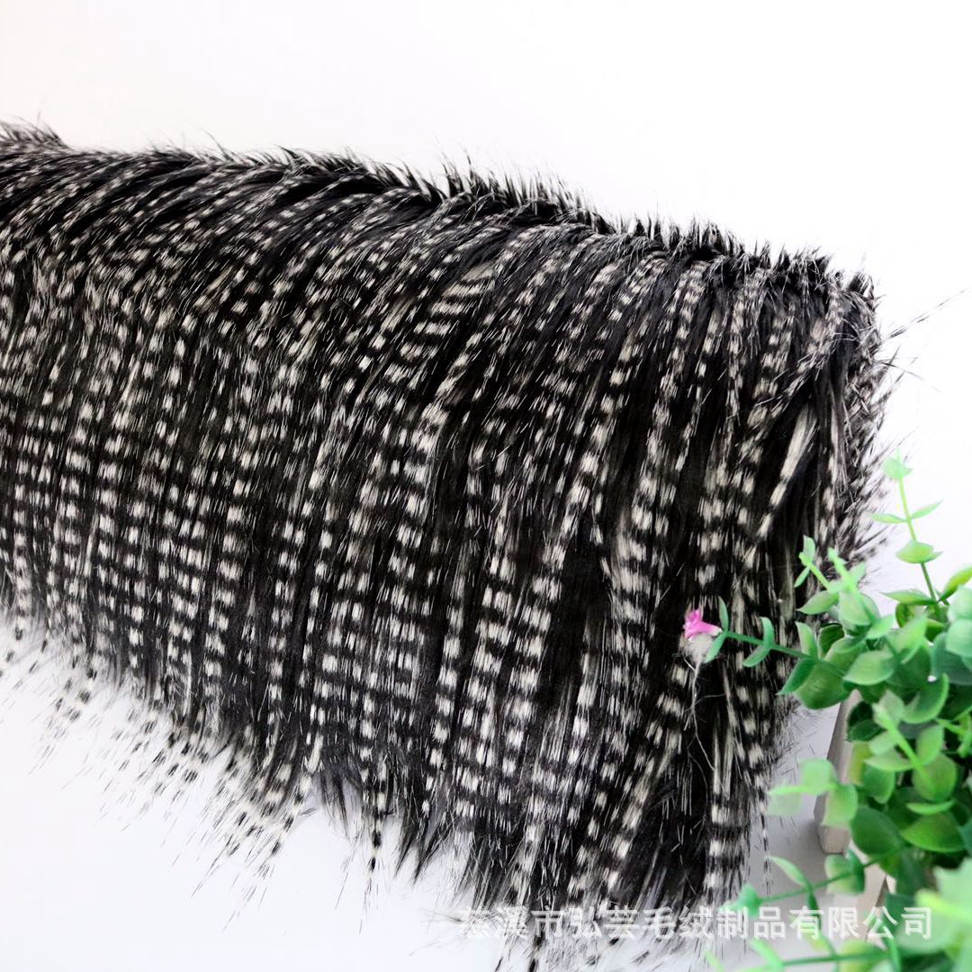 供应：仿孔雀毛 圆点提花仿山鸡毛 反印大毛皮 人造长毛绒 大毛皮