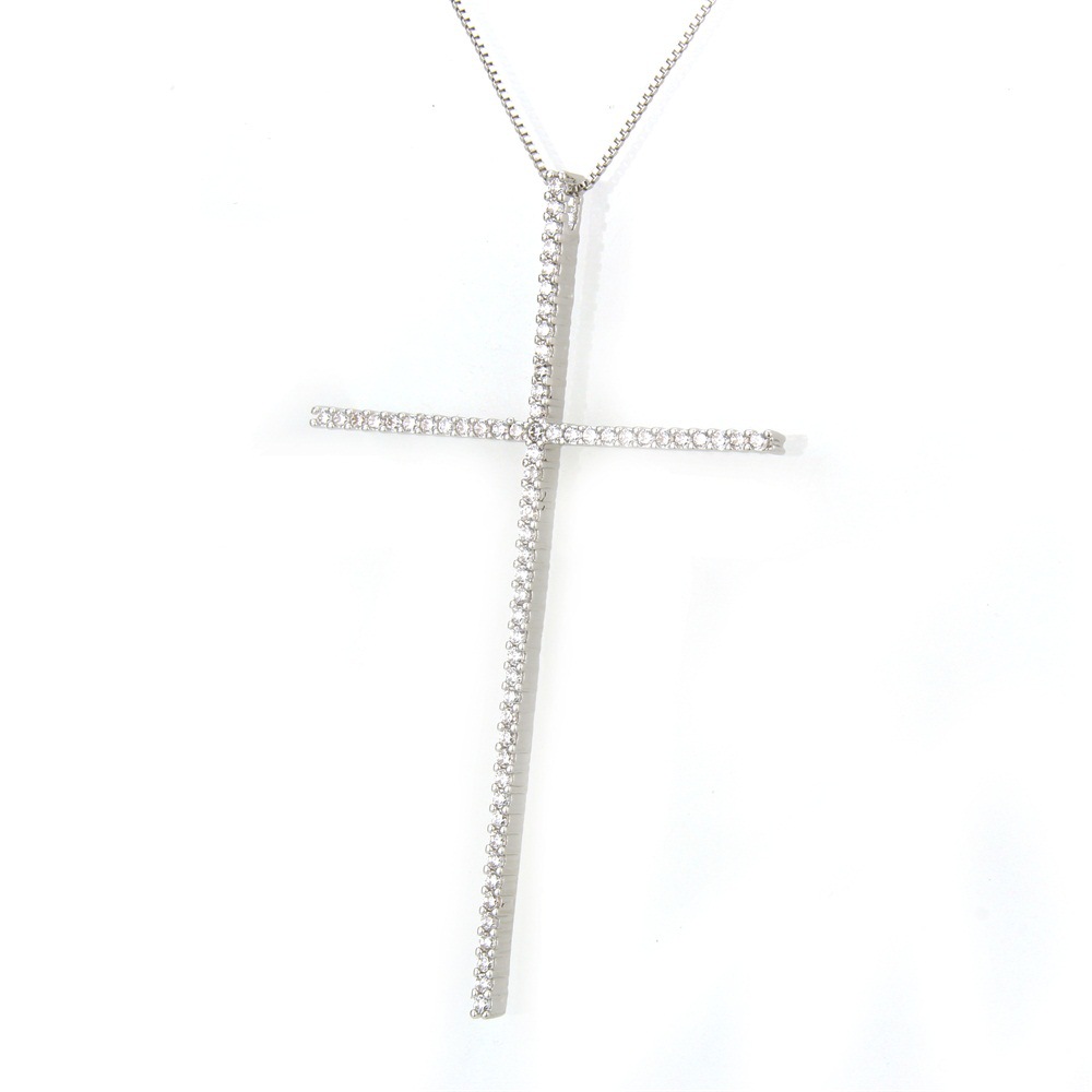 Copper Fashion Cross necklace  Alloyplated white zircon NHBP0242Alloyplatedwhitezirconpicture5