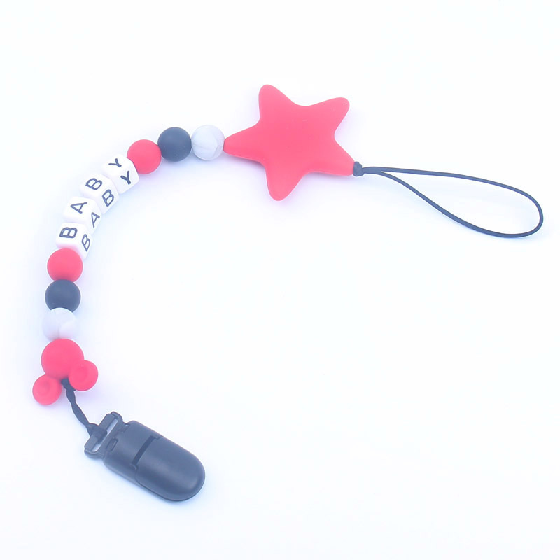 Suministros para bebés Cadena de chupete de silicona Baby Big Star juguete de silicona dientes molienda mordedor Comercio exterior Nuevo
