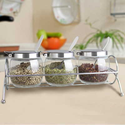 调料盒调味罐套装玻璃调味瓶调料架厨房置物架家用盐罐厨房胡椒罐