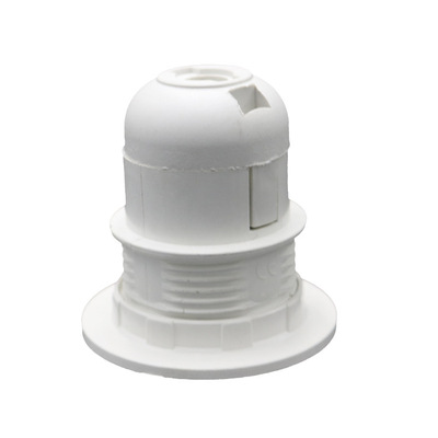 厂家欧规E27塑料灯头led螺口半牙卡式灯头落地灯配件配单环白黑色