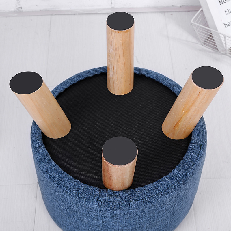 Suministro de fábrica creativo Cambio de zapatos taburete bajo taburete de cuatro patas extraíble y lavable hogar diario taburete Lino taburete redondo taburete de madera maciza