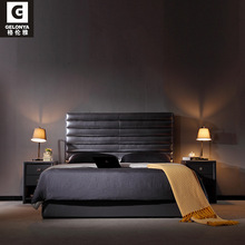 1,5 mét bài hiện đại giường sang trọng Ý 1,8m da đơn giản mẫu nội thất phòng đôi lưới phong cách Hồng Kông Giường da nghệ thuật