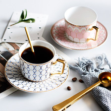 诺轩炫金陶瓷咖啡杯金边欧式英式英伦咖啡杯下午茶杯子茶杯带碟勺