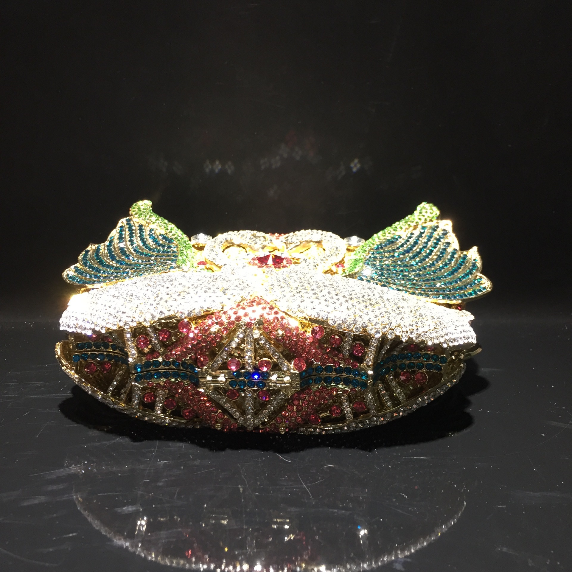 Túi clutch nữ đính kim cương thiên nga cỡ lớn dự tiệc — Màu đen, Màu hồng, Ảnh tùy chỉnh được Cá nhân hóa, Bảy màu vàng kim chi tiết 7