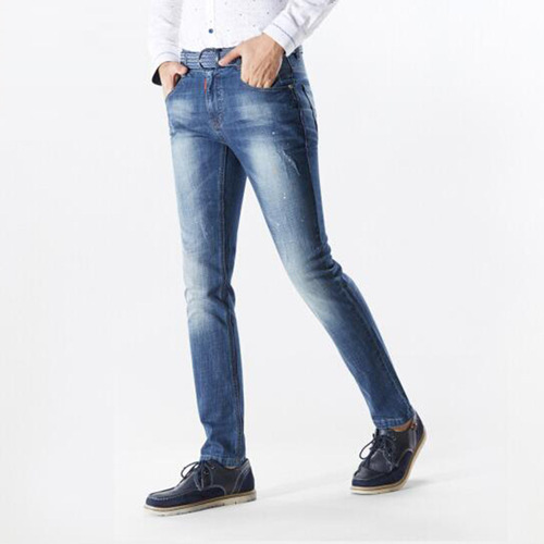 Goldberg Bestselling Men's Fashion Slim Fit Frayed Painted Blue Trendy Pure Cotton Jeans HKNAD1N069A