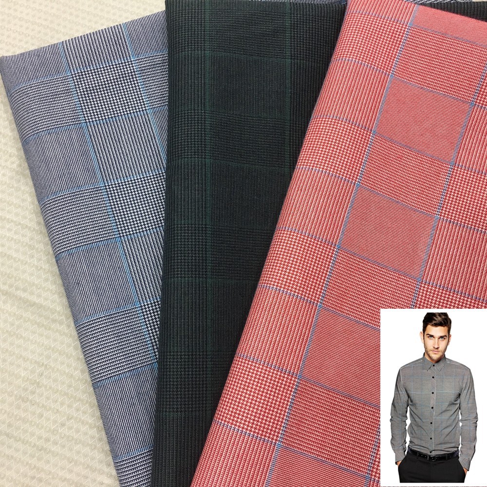 厂家现货 TR混纺人棉弹力色织格子布 时尚男女童校服西装裙子面料|ru