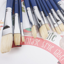 樱花猪鬃平头画笔水粉油画笔榛型丙烯颜料画笔长杆美术颜料画笔刷