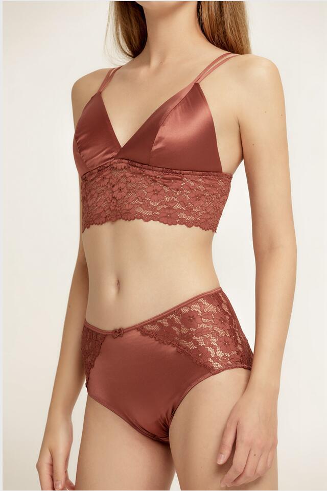 New lace-edge no steel ring smooth thin cotton cup bra set NSCL17745