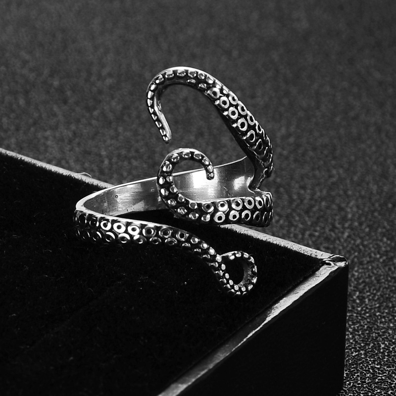 Großhandel Schmuck Punk Octopus Tentakel Edelstahl Verstellbarer Ring Nihaojewelry display picture 1