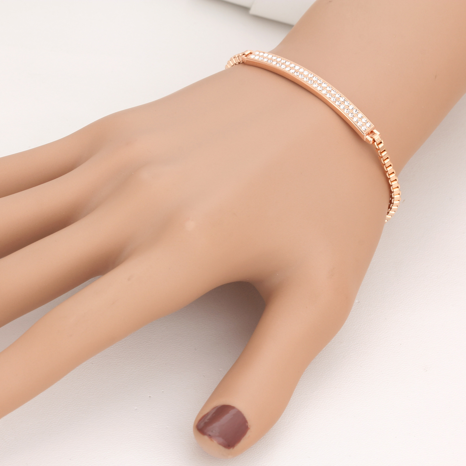 Fashion Heart Shape Bow Knot Copper Plating Zircon Bracelets 1 Piece