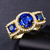 Fashionable zirconium, ring with stone, accessory, wish, European style, 750 sample gold