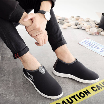 男士布鞋一脚蹬休闲鞋舒适透气防滑开车鞋平底轻便上班鞋一件代发