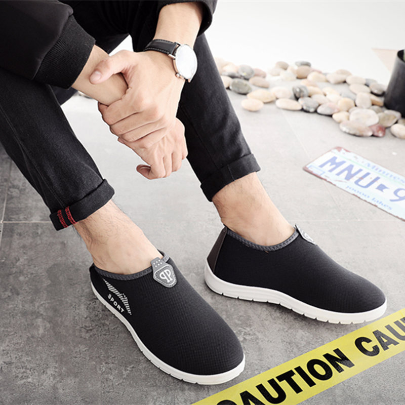 男士布鞋一脚蹬休闲鞋舒适透气防滑开车鞋平底轻便上班鞋一件代发