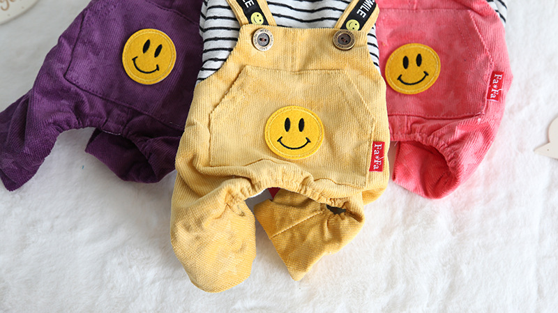 复古条纹背带四脚衣