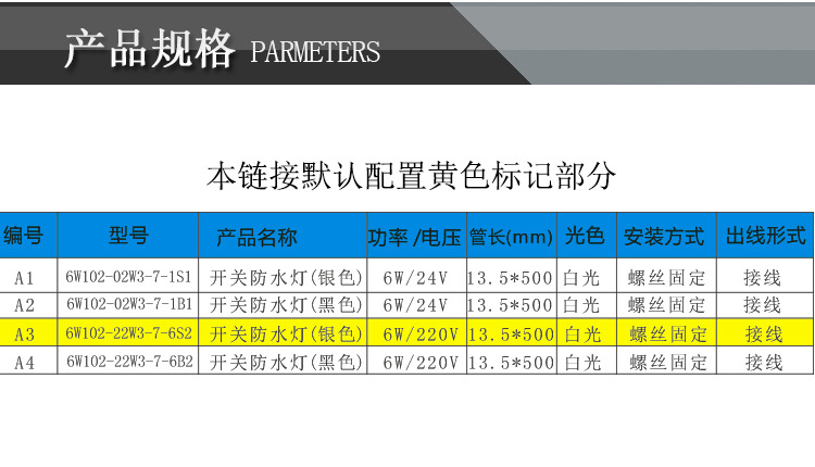 九家 LED机床灯 防水防油加工中心工作灯6W220V银色数控车床灯