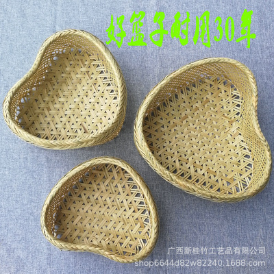 新款创意 礼盒定制工艺品包装中秋 迷你心形竹编 拍摄道具 糖果盒|ms