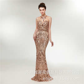 Engerla婚纱礼服2021亚马逊新款修身鱼尾长款礼服批发