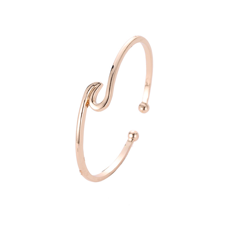 A1611 nueva pulsera creativa pulsera abierta de la onda del metal exquisita dama torcida mano AliExpress