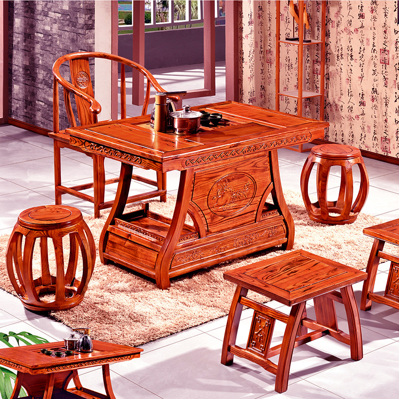 中式实木茶台桌椅组合特价功夫茶几泡茶桌现代简约茶道茶台茶艺桌