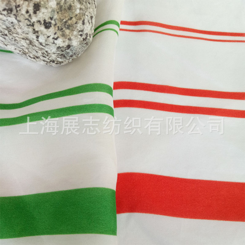 Shanghai Ambition Copper ammonia stripe printing Fabric Red and green Tricolor goods in stock customized