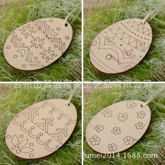 Factory Direct Supply Wooden Easter DIY Egg Small Hangings Wood Craft Egg Small Egg Decorations