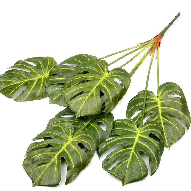 厂家高仿真手感植物七头龟背叶室内盆景盆栽装饰北欧风花束批发