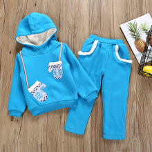 2021外贸童装新款加厚女童加绒卫衣小孩衣服童套装代理一件代发潮